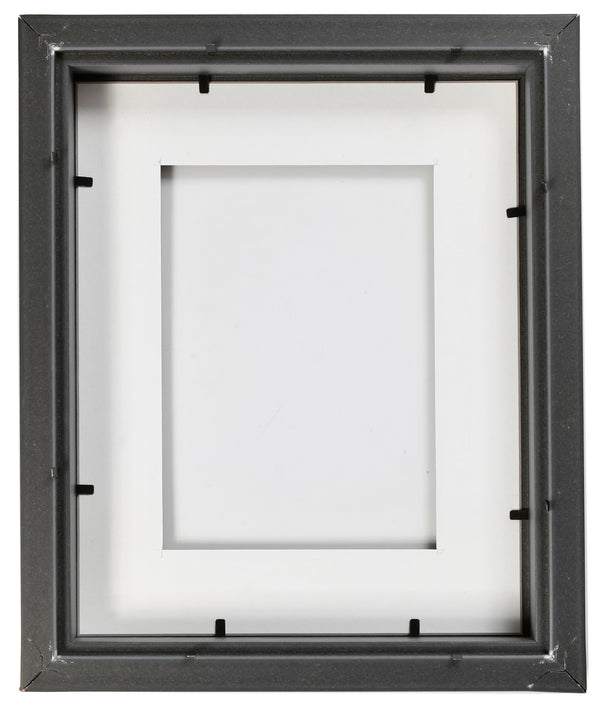 SHADOW BOX FRAME FOR OBJECTS - BLACK FRAME, BLACK MAT - CLEAR GLASS - 1